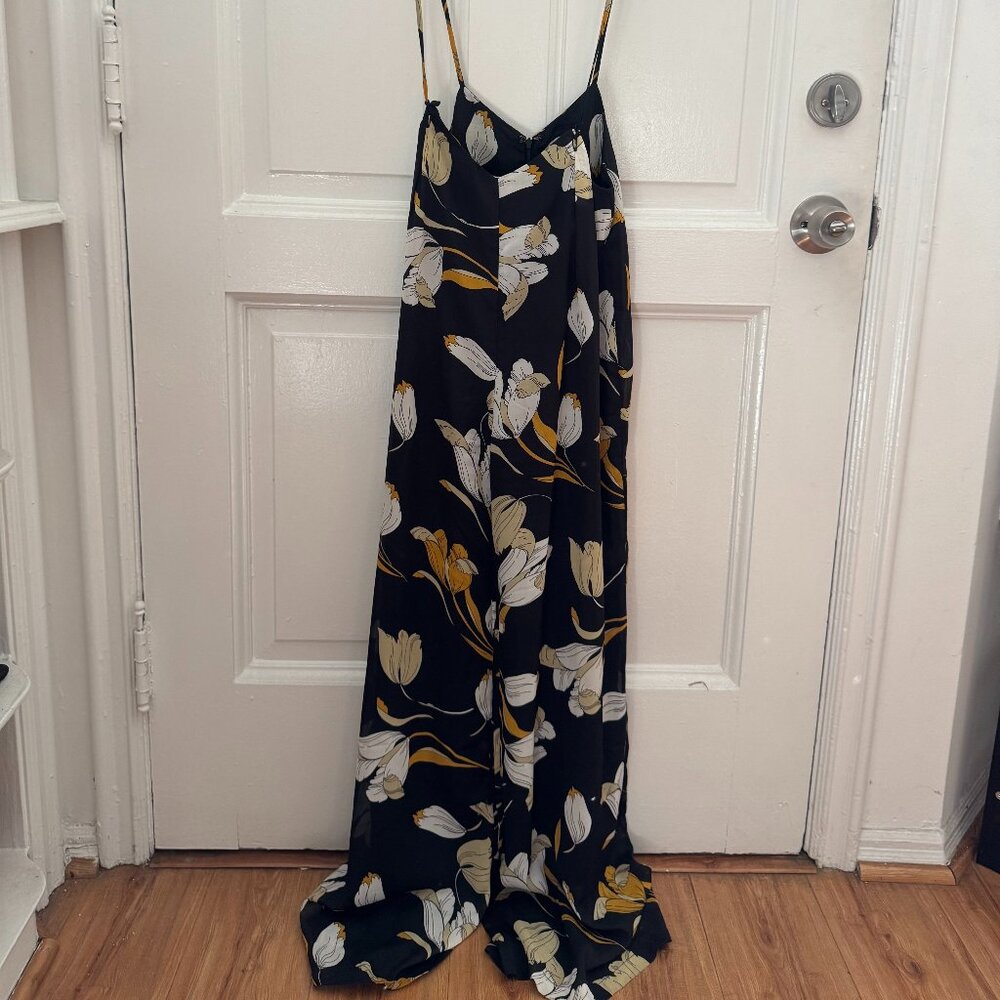 Lucca Navy Floral Wide Legged Pants with Spaghetti Strap Size Medium
